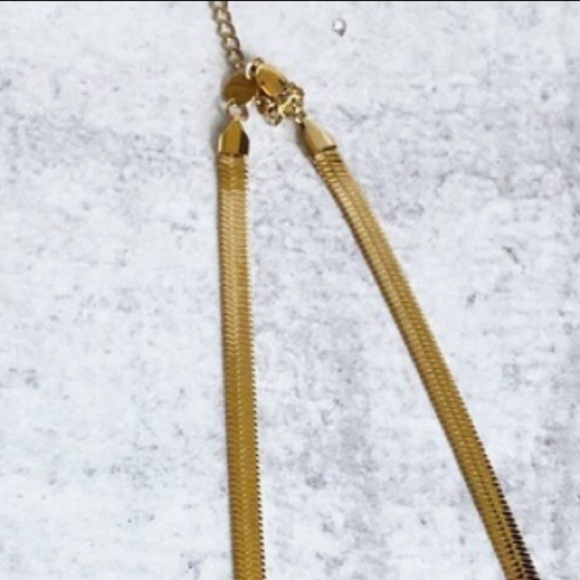 Jennifer Zeuner Necklace Flat Gold Herringbone Chain Revolve New - Picture 10 of 13